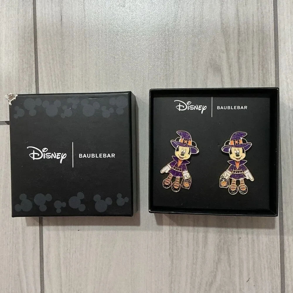 Disney x‎ BaubleBar Minnie Mouse Witch Costume dangle earrings in purple glitter - Picture 2 of 2